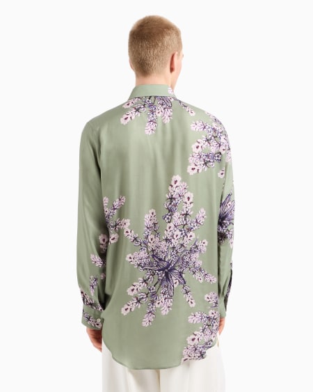Armani Camisa De Viscosa Fluida Con Estampado Floral