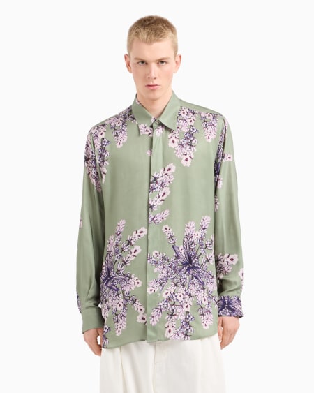 Armani Camisa De Viscosa Fluida Con Estampado Floral