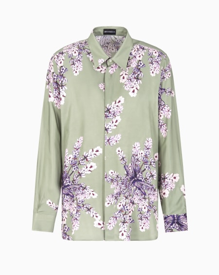 Armani Camisa de viscosa fluida con estampado floral