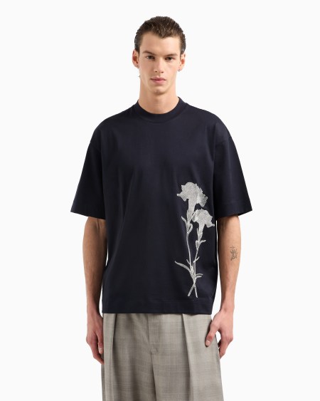 Armani Camiseta Ancha De Punto Con Bordado De Rayas Efecto Degradado