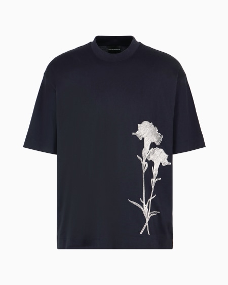 Armani Camiseta ancha de punto con bordado de rayas efecto degradado