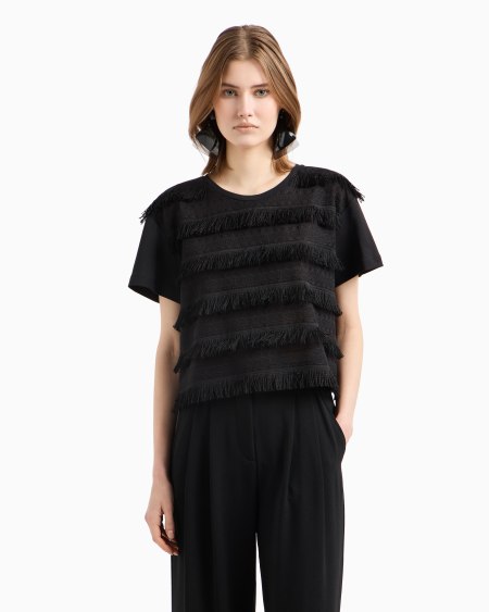 Armani Camiseta Con Flecos De Punto Interlock Supima