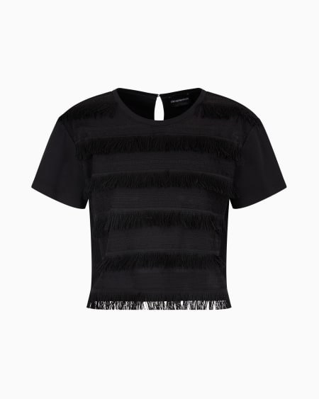 Armani Camiseta Con Flecos De Punto Interlock Supima