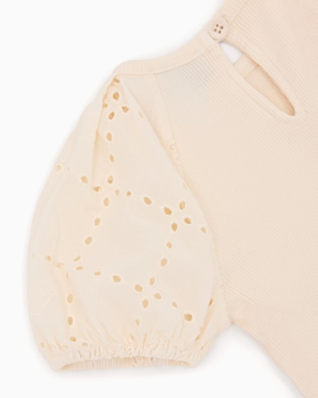 Armani Camiseta Con Mangas Abullonadas Efecto Sangallo