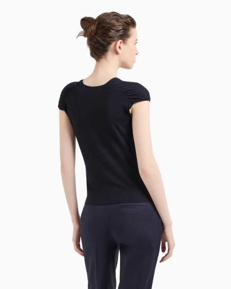 Armani Camiseta Con Mangas Fruncidas De Punto Elástico