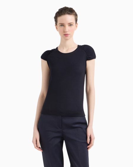 Armani Camiseta Con Mangas Fruncidas De Punto Elástico