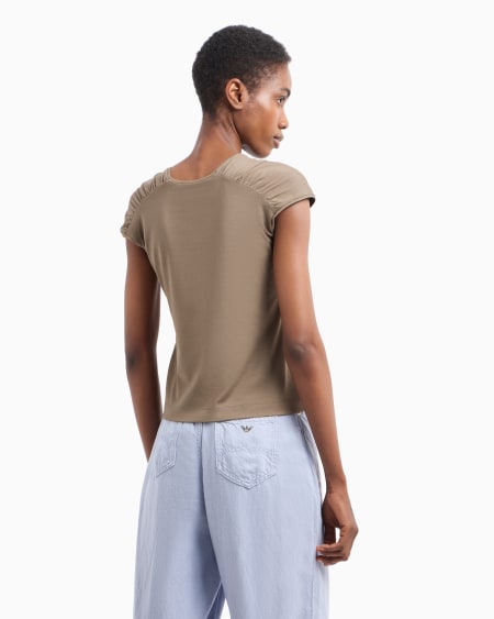 Armani Camiseta Con Mangas Fruncidas De Punto Elástico