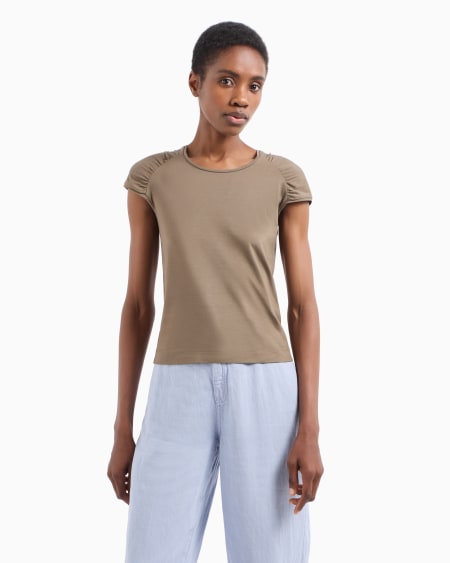 Armani Camiseta Con Mangas Fruncidas De Punto Elástico