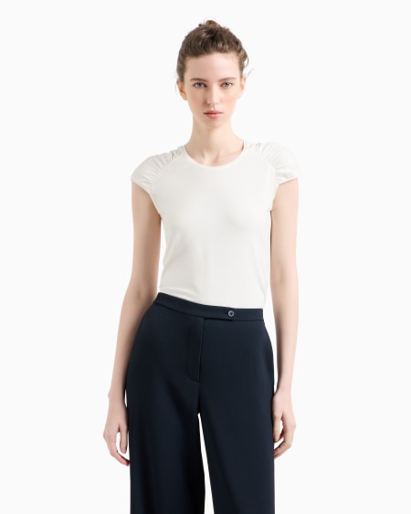 Armani Camiseta Con Mangas Fruncidas De Punto Elástico