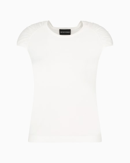 Armani Camiseta con mangas fruncidas de punto elástico