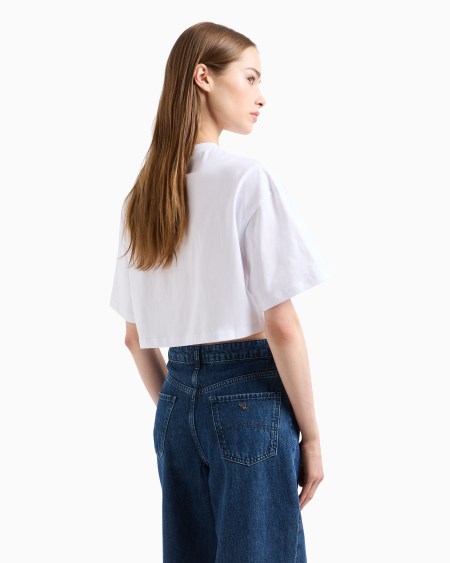 Armani Camiseta Cropped De Punto Elástico Con Maxiáguila De Strass