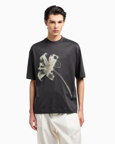 Armani Camiseta De Corte Ancho De Punto De Mezcla De Lyocell Con Estampado De Lirio ASV