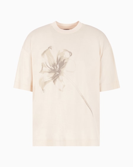 Armani Camiseta de corte ancho de punto de mezcla de lyocell con estampado de lirio ASV