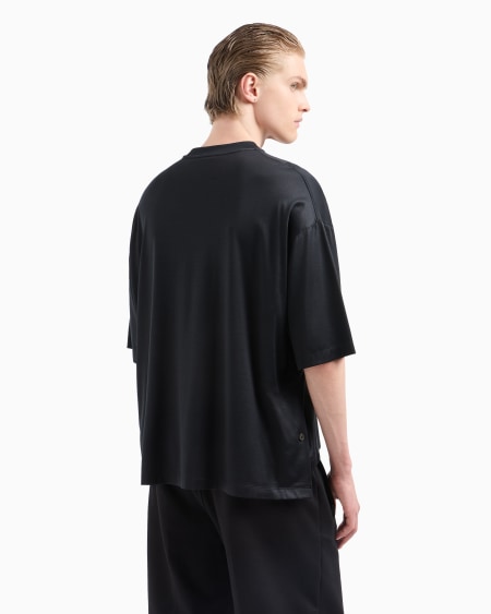 Armani Camiseta De Corte Ancho En Punto De Mezcla De Lyocell Con Microetiqueta ASV
