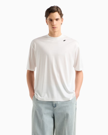 Armani Camiseta De Corte Ancho En Punto De Mezcla De Lyocell Con Microetiqueta ASV