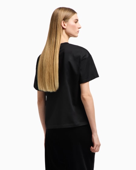 Armani Camiseta De Corte Boxy De Punto Mercerizado Con Bordado