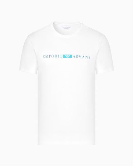 Armani Camiseta de estar por casa de corte ceñido de algodón orgánico Box Eagle ASV