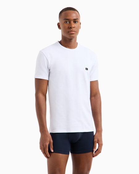 Armani Camiseta De Estar Por Casa De Corte Ceñido De Piqué Elástico