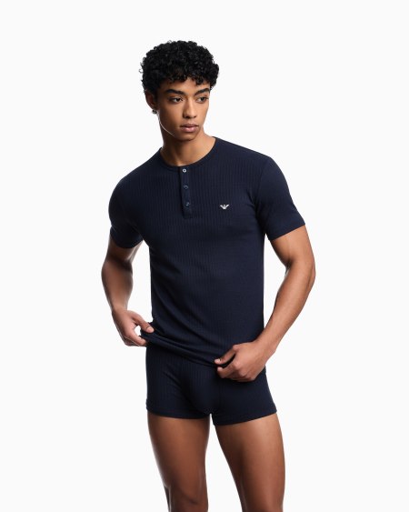 Armani Camiseta De Estar Por Casa De Viscosa Acanalada Con Logotipo De águila