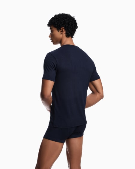 Armani Camiseta De Estar Por Casa De Viscosa Acanalada Con Logotipo De águila