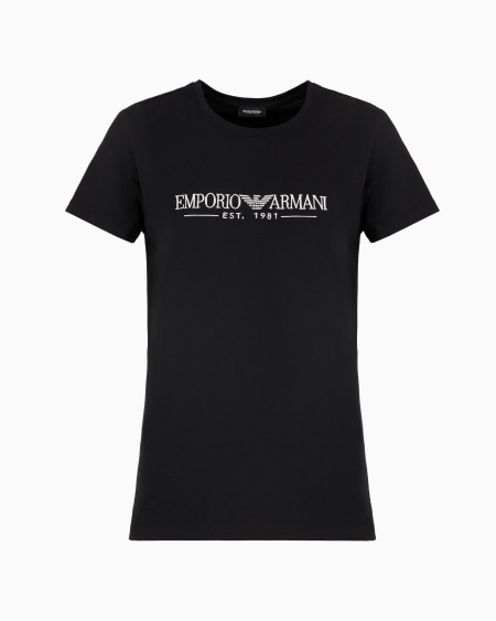 Armani Camiseta de estar por casa en algodón orgánico con logotipo estampado ASV