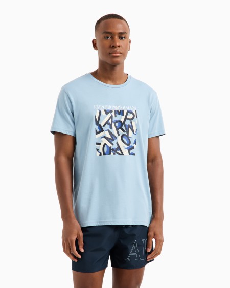 Armani Camiseta De Playa De Punto Orgánico Con Logotipo Estampado ASV