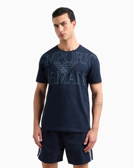 Armani Camiseta De Playa De Punto Orgánico Con Logotipo Resaltado Estampado ASV
