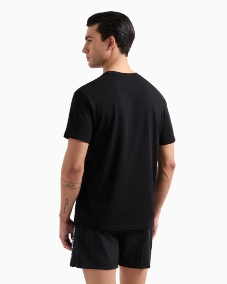 Armani Camiseta De Playa De Punto Orgánico Con Logotipo Resaltado Estampado ASV