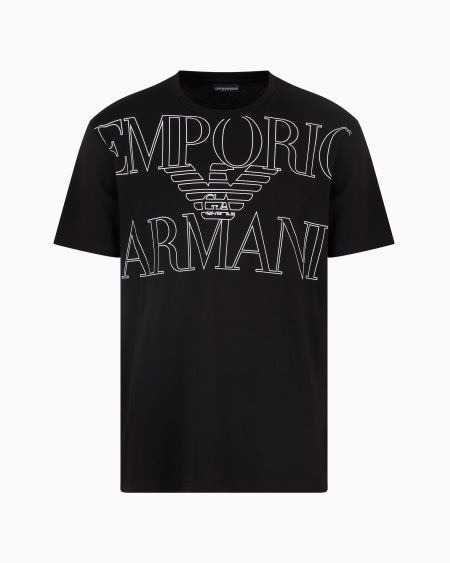 Armani Camiseta de playa de punto orgánico con logotipo resaltado estampado ASV