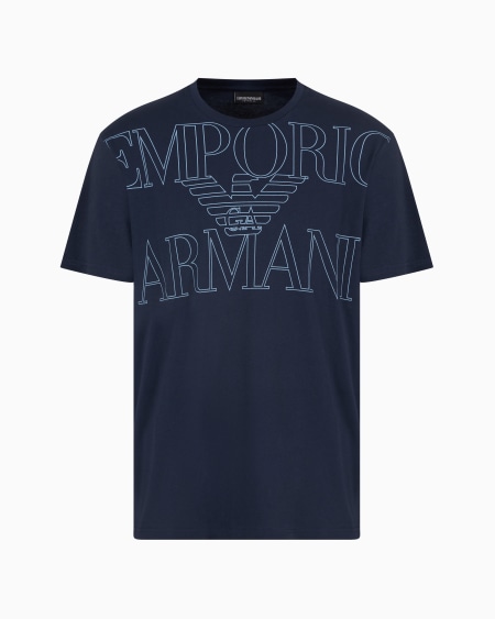 Armani Camiseta de playa de punto orgánico con logotipo resaltado estampado ASV