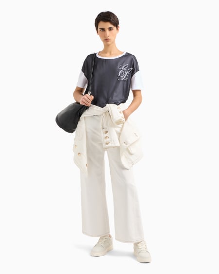 Armani Camiseta De Punto Con Aplicación De Chifón Y Logotipo EA