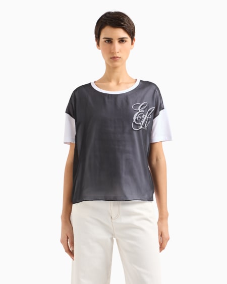 Armani Camiseta De Punto Con Aplicación De Chifón Y Logotipo EA