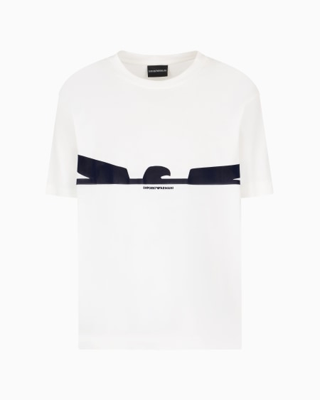 Armani Camiseta de punto con estampado flocado con forma de águila