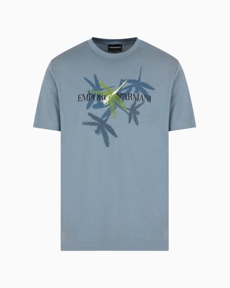 Armani Camiseta de punto con estampado y bordado de libélula