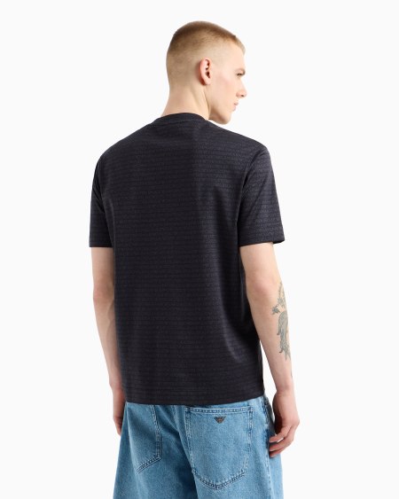 Armani Camiseta De Punto Con Inscripción Integral En Tejido Jacquard