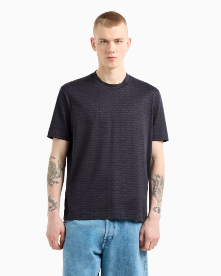 Armani Camiseta De Punto Con Inscripción Integral En Tejido Jacquard