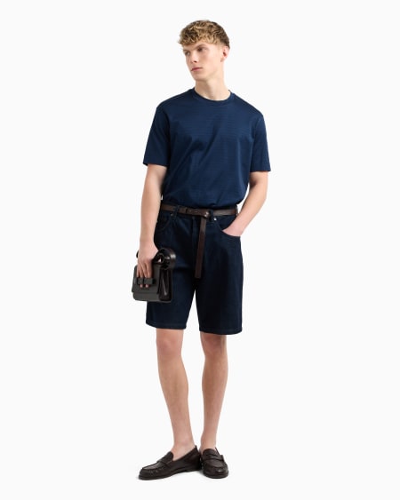 Armani Camiseta De Punto Con Inscripción Integral En Tejido Jacquard