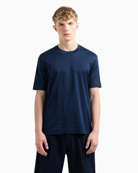 Armani Camiseta De Punto Con Inscripción Integral En Tejido Jacquard