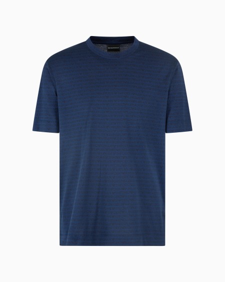 Armani Camiseta De Punto Con Inscripción Integral En Tejido Jacquard