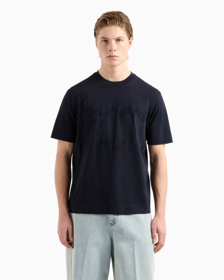 Armani Camiseta De Punto Con Logotipo En Tejido Jacquard