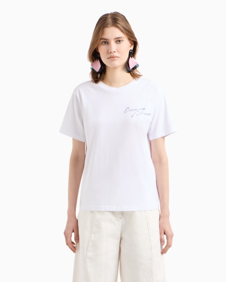 Armani Camiseta De Punto Con Logotipo Multicolor Bordado