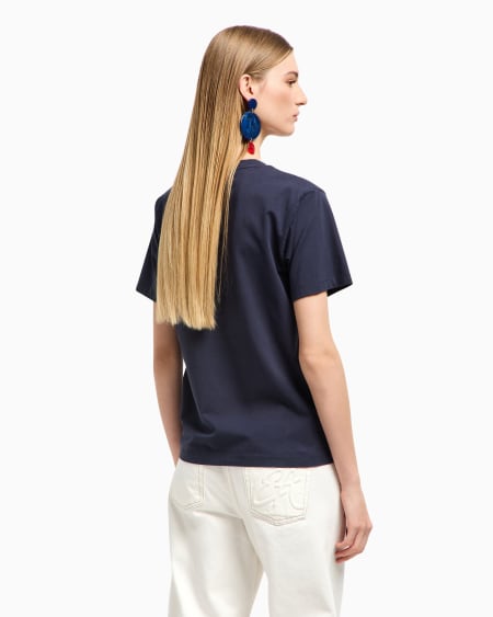 Armani Camiseta De Punto Con Logotipo Multicolor Bordado