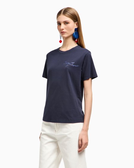 Armani Camiseta De Punto Con Logotipo Multicolor Bordado