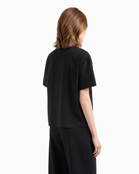 Armani Camiseta De Punto De Algodón Con Maxilogotipo De Lúrex