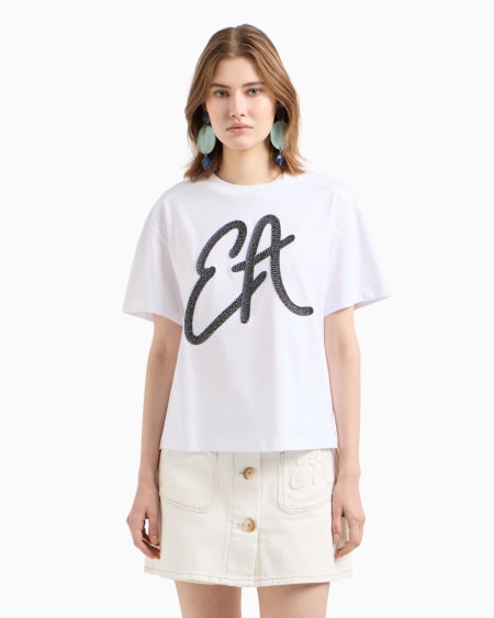 Armani Camiseta De Punto De Algodón Con Maxilogotipo De Lúrex