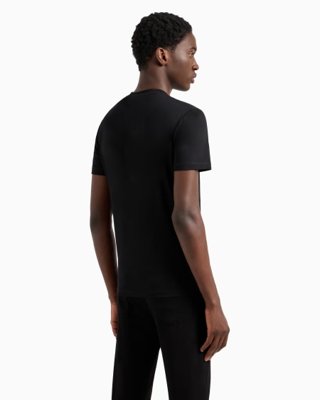 Armani Camiseta De Punto De Algodón Pima Con Estampado De Logotipo