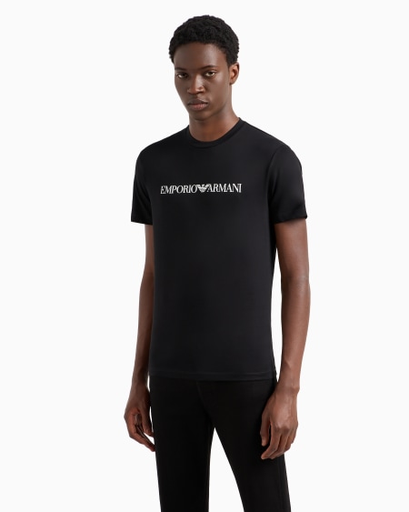Armani Camiseta De Punto De Algodón Pima Con Estampado De Logotipo