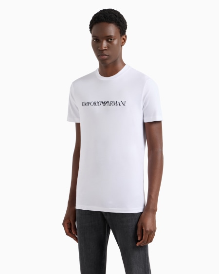 Armani Camiseta De Punto De Algodón Pima Con Estampado De Logotipo