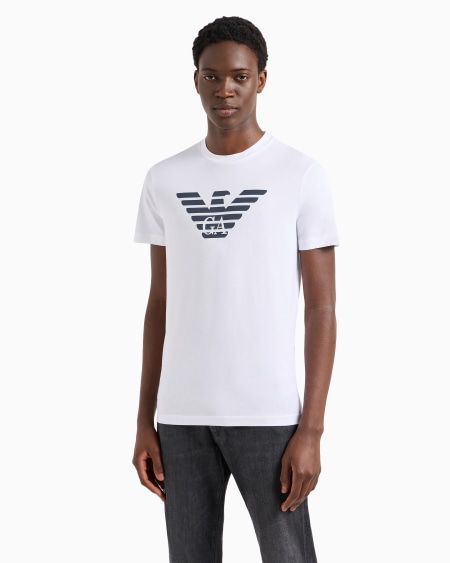 Armani Camiseta De Punto De Algodón Pima Con Estampado De Logotipo
