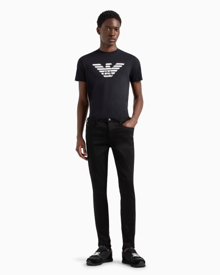 Armani Camiseta De Punto De Algodón Pima Con Estampado De Logotipo